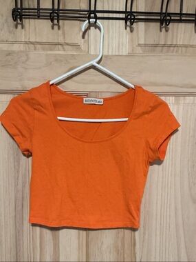 Orange Scoop-Neck Crop Top for Women